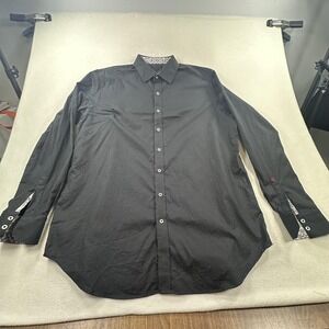 Robert Graham Button Up Shirt Mens XLT Black Paisley Contrast Cuff Long Sleeve